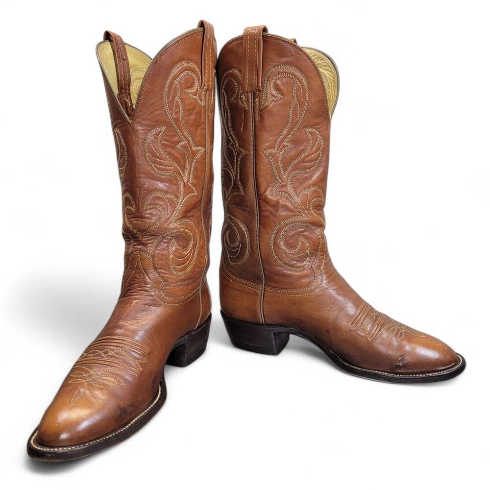 Hondo Men's Brown Goat Leather Cowboy Boots‎ Size 9.5D Western
